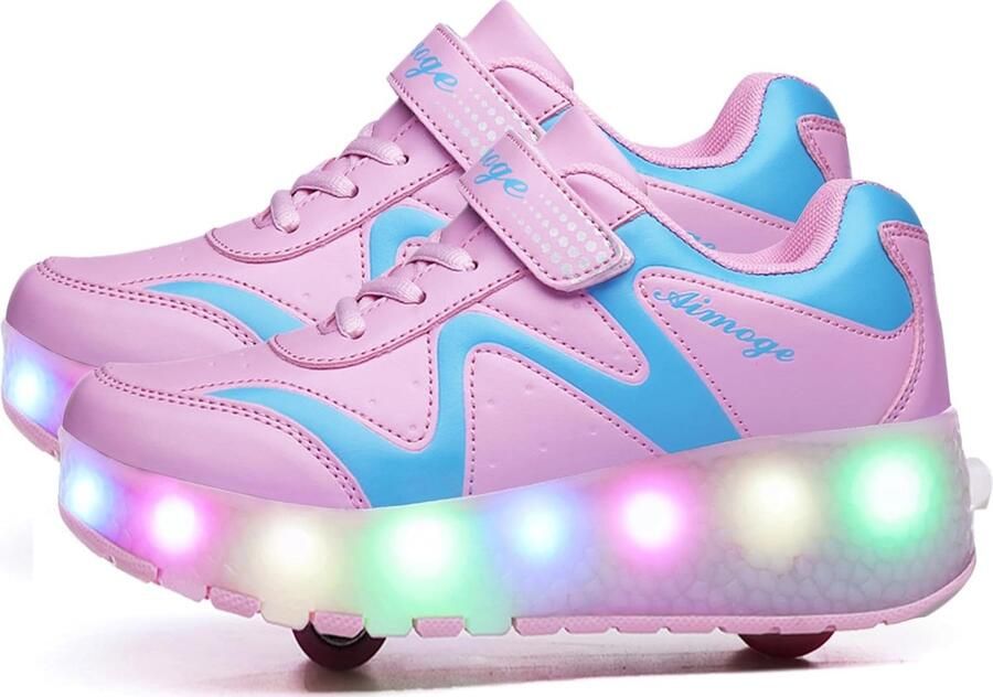 Kindersneakers Met Wielen Roller Shoes Vrije Tijd Afneembare Wielen Wit