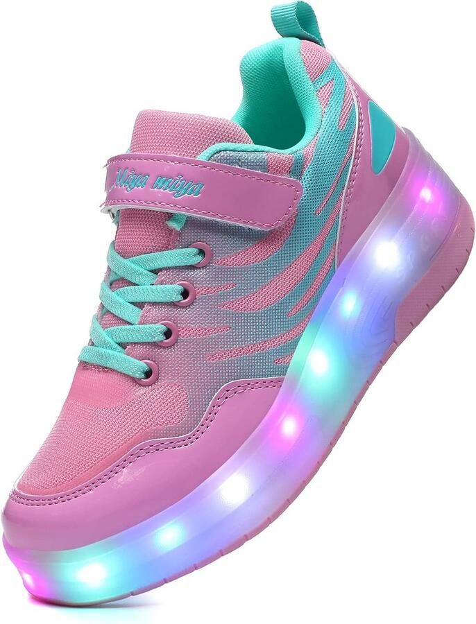 Kindersneakers met Wieltjes en LED Verlichting Inklapbare Skate- en Hardloopschoenen