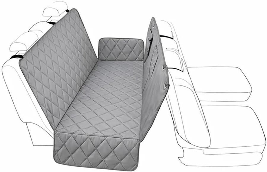 KIT Hondenautostoelhoes Veiligheidsriem Bevestiging En Scheiding Stoelbeschermer Voor Huisdieren Waterdicht Antislip Gaasvenster Volledige Bescherming Achterbank En Deuren Kleur Grijs