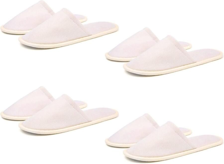 Kiuiom Spa Hotel Slippers Set van 4 Paar Universele Maat Beige Hygiënisch en Lichtgewicht voor Hotels en Thuisgebruik
