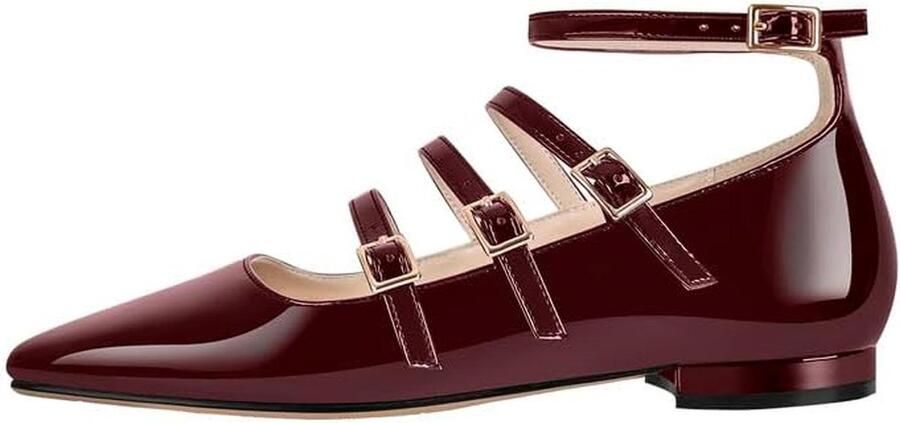 Klassieke Dames Ballerina Platte Schoenen met Verstelbare Riemgespen