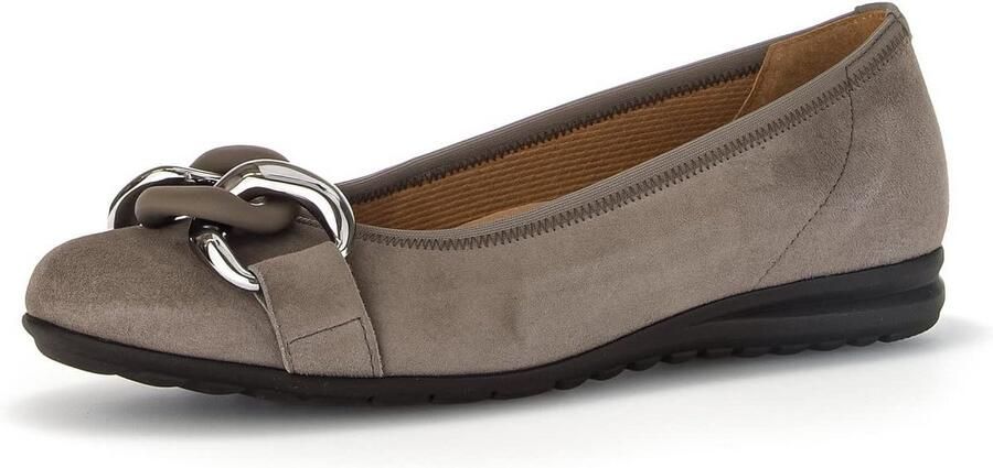 Klassieke Dames Ballerina's van Echt Leer met Decoratieve Ketting