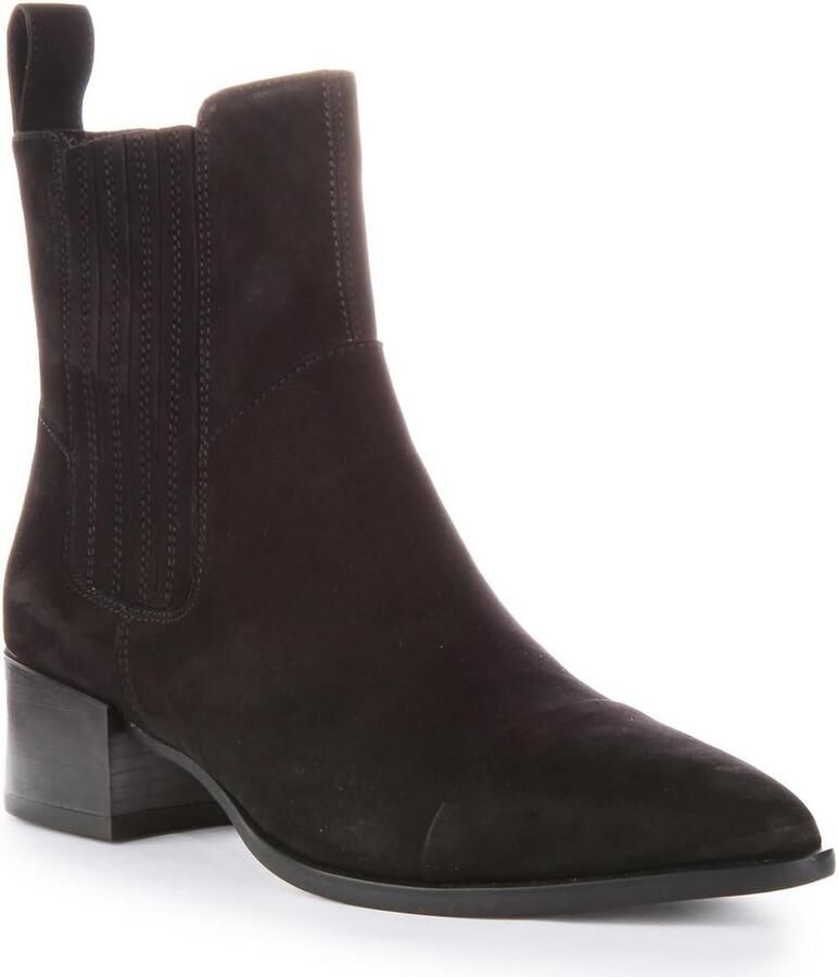 Klassieke enkellaarzen met western-stijl in zwart suède