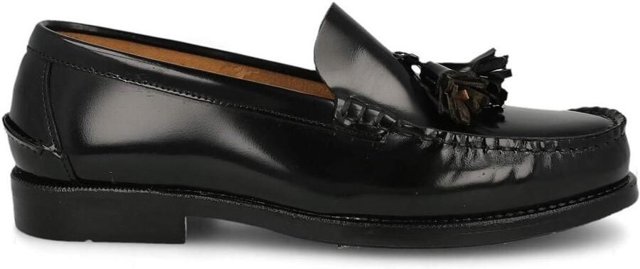 Klassieke Mocassin Loafers van Leer Gemaakt in Spanje Flexibele Rubberen Zool Anti-Rimpel Bordeaux & Zwart
