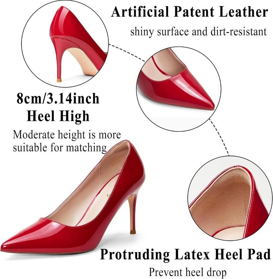 Klassieke puntige pull-on pumps met hak comfortabele stiletto gesloten teen jurk hakken voor balwerk