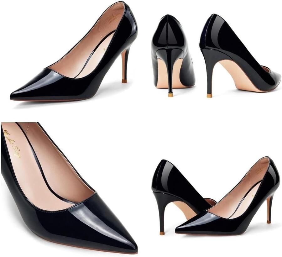 Klassieke puntige pull-on pumps met hak comfortabele stiletto gesloten teen jurk hakken voor balwerk