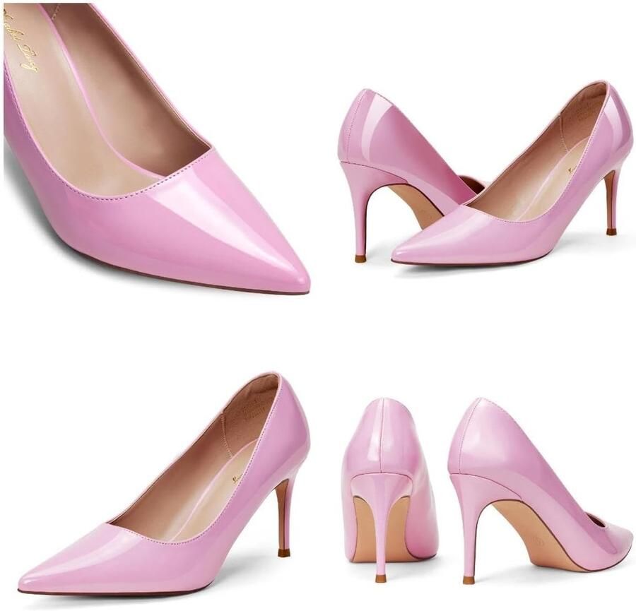 Klassieke puntige pull-on pumps met hak comfortabele stiletto gesloten teen jurk hakken voor balwerk
