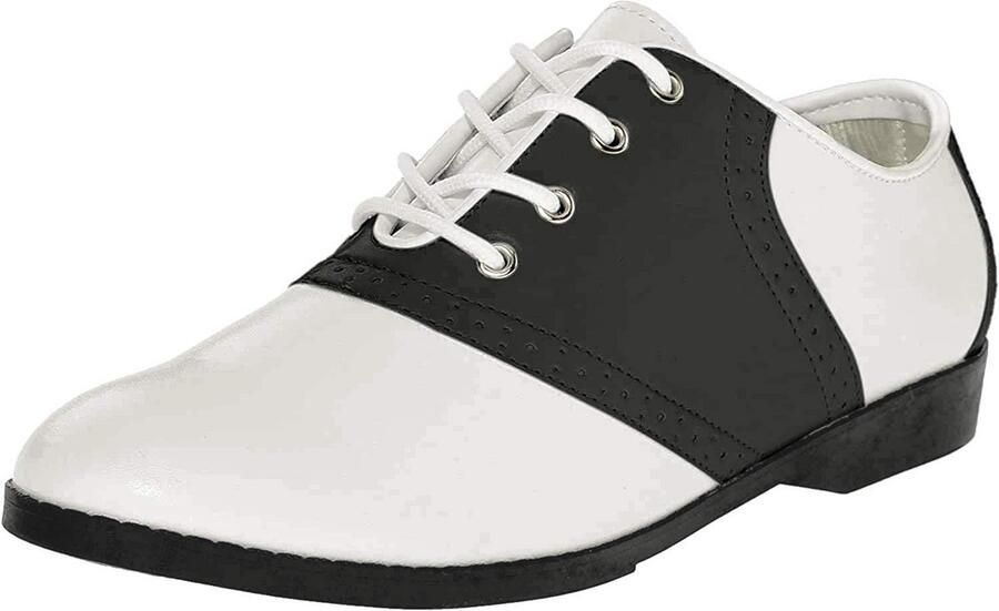 Klassieke Saddle Shoes Witte en Zwarte Tweedelige Platte Schoenen
