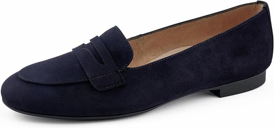 Klassieke Slippers Dames Instappers Comfortabel Wandelen Zacht Leren Interieur Blauw