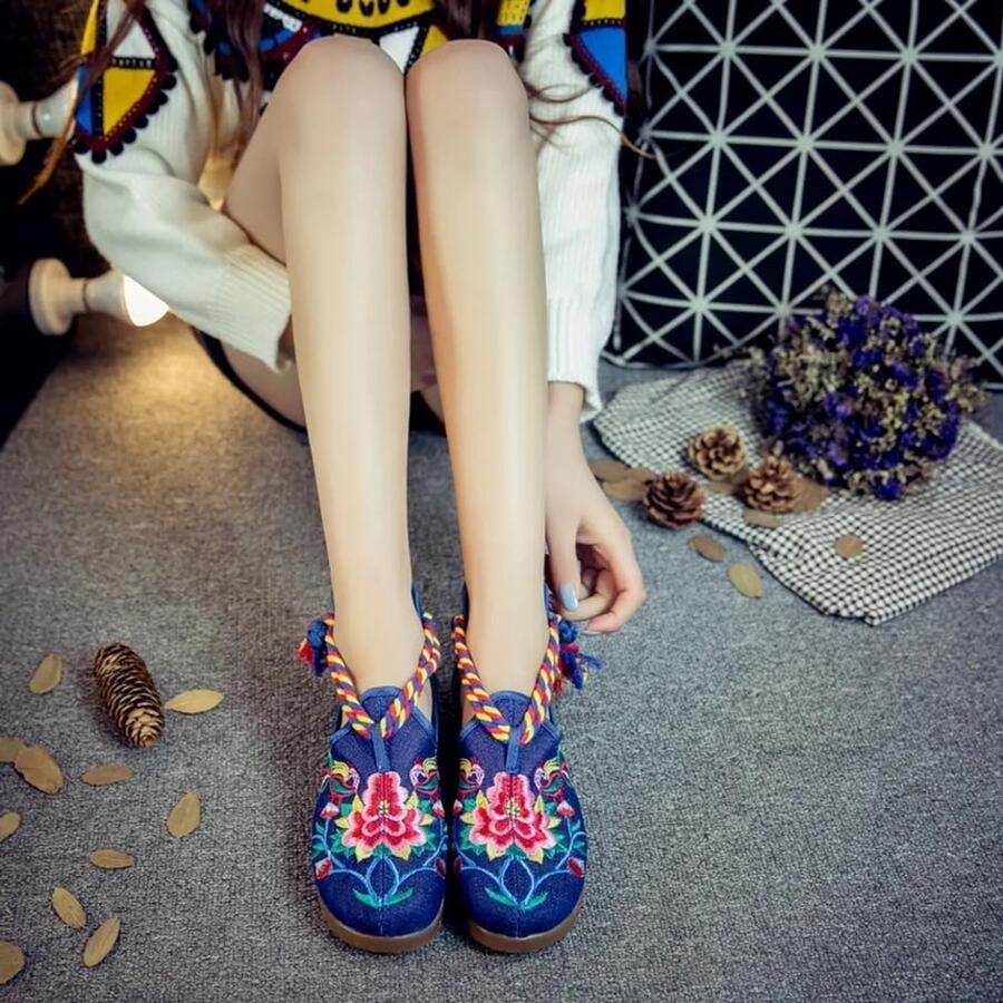 Klassieke Vrouwen Toevallige Canvas Flats Comfortabele Katoenen Ademende Schoenen Unieke Riem