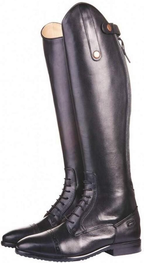 Klassieke Zwarte Rijlaarzen Leer met Rits en Elastische Pasvorm