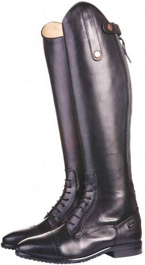 Klassieke Zwarte Rijlaarzen Leer met Rits en Elastische Pasvorm