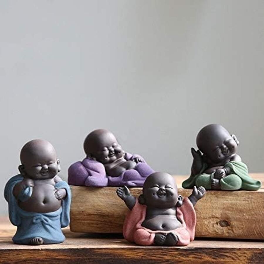 Klein leuk en schattig Boeddhabeeldje monniksfiguurtje creatief babybeeldje ambachten poppen decoratie geschenken klassiek fijn kunst- en ambachtswerk en thee-accessoires in