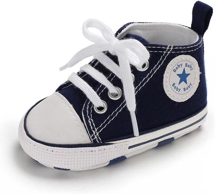 Kleine Canvas Sneakers Hoog voor Pasgeboren Baby's Comfortabele Wandelschoenen voor en