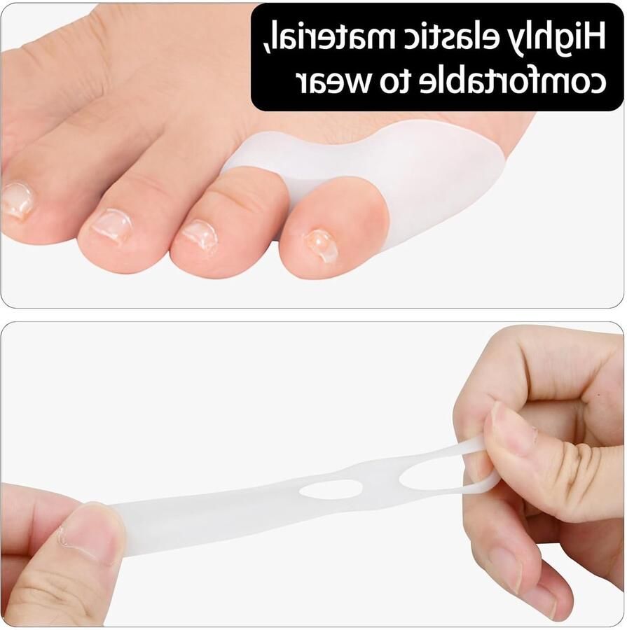 Kleine teenslippers met teenspreiders en teenbescherming voor hamertenen en overlappende tenen (wit)