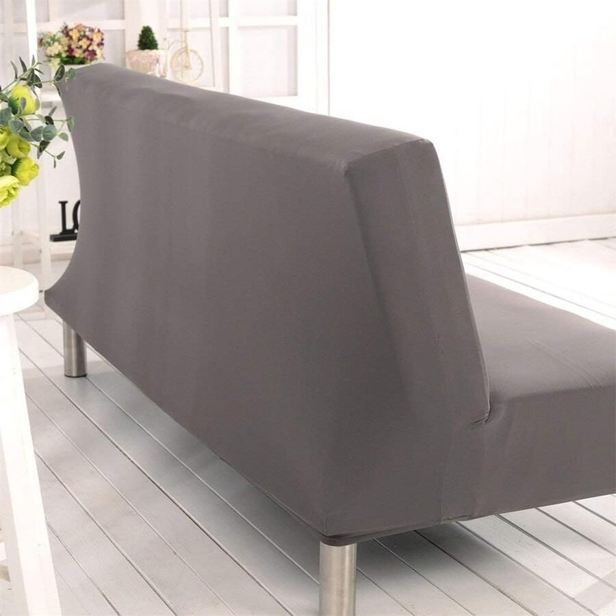 Kleur Armless Sofa Bed Cover Polyester Spandex Stretch Futon Slipcover Protector 3-zits Elastische Volledige Vouwbank Sofa Cover past Opvouwbare Slaapbank zonder Armsteunen 80 x 50 in (grijs)