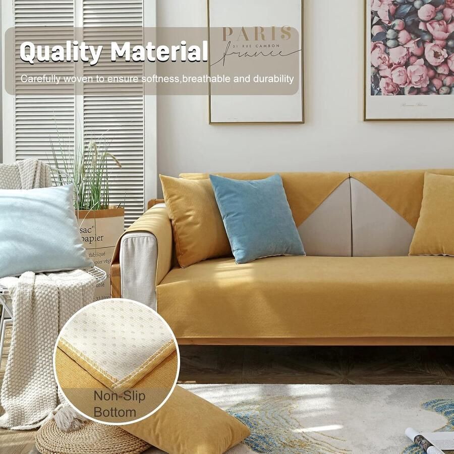 Kleur bankhoes 1 2 3 4 zits Nano waterdichte bank slipcovers met verschillende maten Anti Slip Meubels Protector Sofa Cover Fauteuil covers voor hond huisdieren 70 * -geel