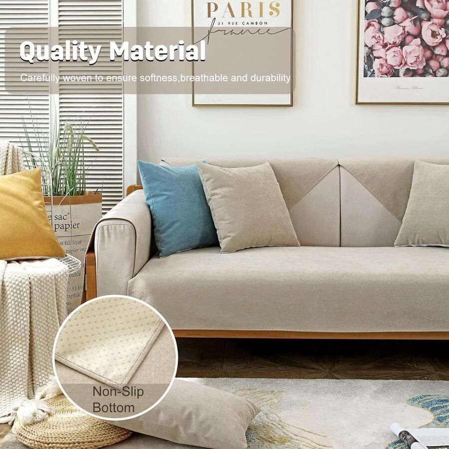 Kleur bankhoes 1 2 3 4 zits Nano waterdichte bank slipcovers met verschillende maten Anti Slip Meubels Protector Sofa Cover Fauteuil covers voor hond huisdieren 70 * -kaki