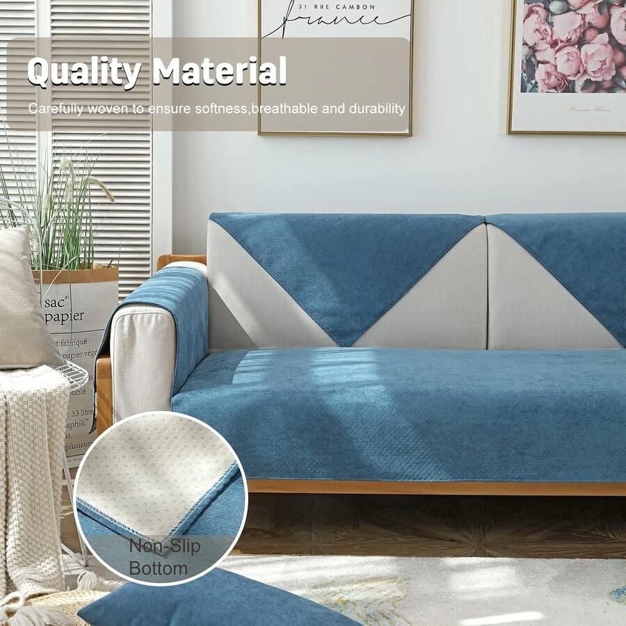Kleur bankhoes 1 2 3 4 zits Nano waterdichte bank slipcovers met verschillende maten Anti Slip Meubels Protector Sofa Cover Fauteuil covers voor hond huisdieren 90 * -donkerblauw