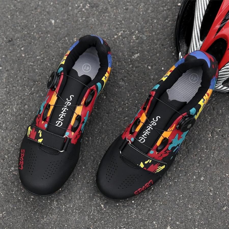 Kleurige Graffiti Fietsschoenen voor nen en Geschikt voor Mountainbiken en SPD-systeem Unisex Outdoor Fietsschoenen