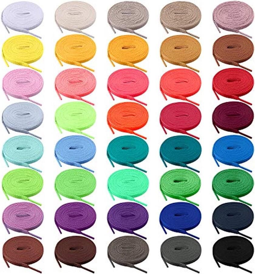 Kleurrijke Veters Platte Schoenveters Schoenen Opfrissen 40 Paar Set 40 Kleuren Multicolor