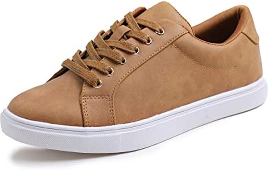 Kleurrijke Lace Up Sneakers voor Dames in Camel PU