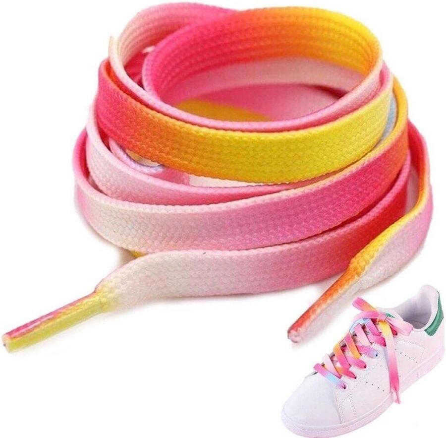 Kleurrijke Regenboog Schoenveters Gradient Polyester Veters voor Sneakers en Laarzen