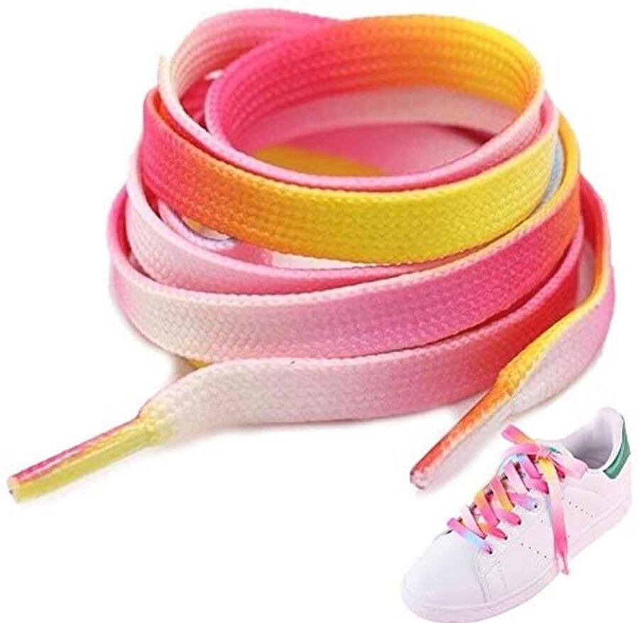 Kleurrijke Regenboog Veters Polyester Sneakers Vervangingsveters voor Trainers en Boots