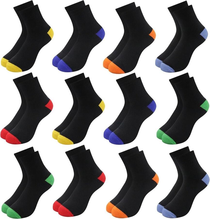 Kleurrijke Sportsokken voor Kinderen Ade d en Comfortabel 12 Paar Tennis- en Voetbalsokken
