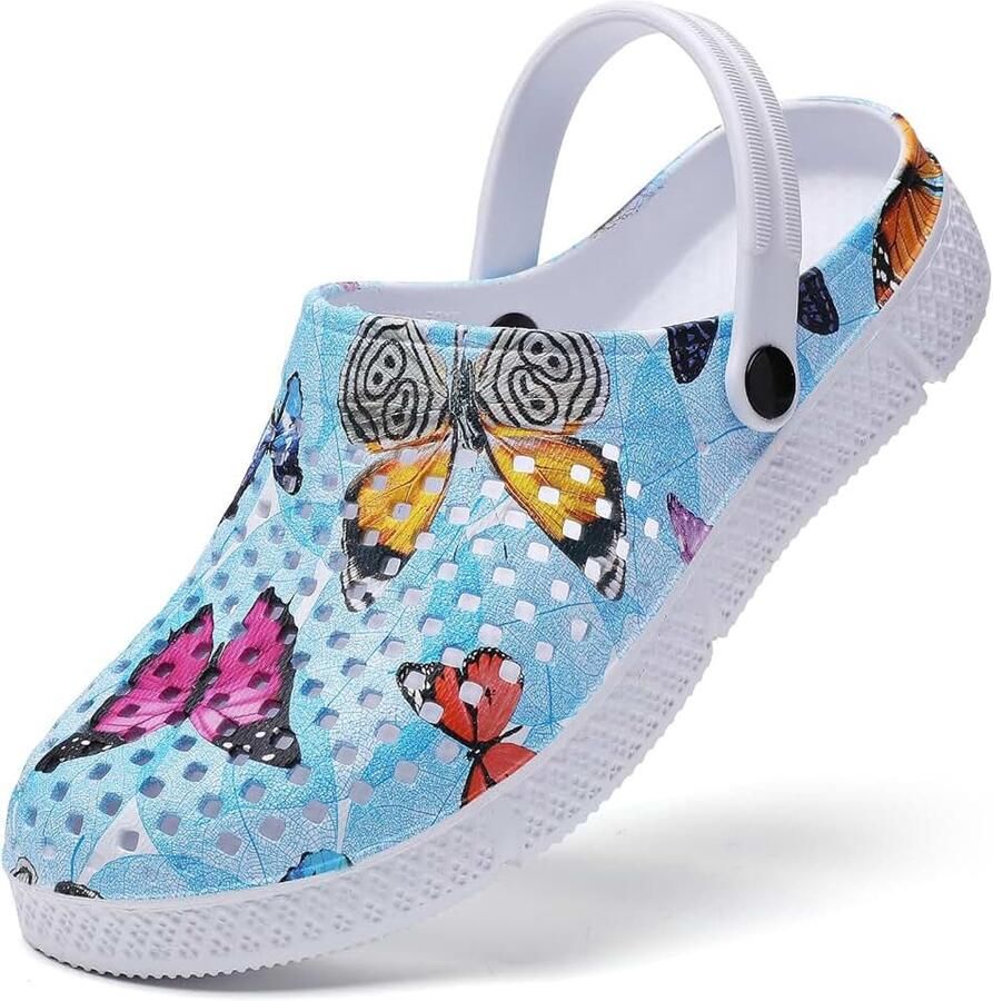 Klompen voor dames tuinschoenen instappers comfortabel outdoor strand pantoffels waterschoenen lichtgewicht waterdicht zomersandalen vlinderprint