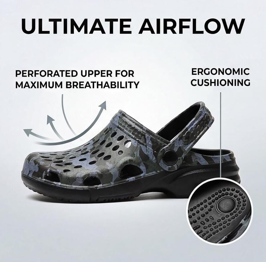 Klompen voor heren EVA slip-on tuinschoenen lichtgewicht ademend sneldrogend waterbestendig zomersandalen casual outdoor indoor huisschoenen voor strand tuin camping