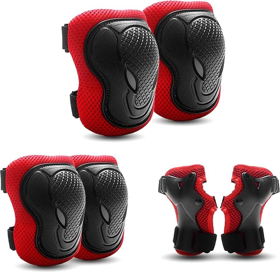Kniebeschermers voor kinderen knie- en elleboogbeschermers voor kinderen set kniebeschermers inline skates voor kinderen beschermers voor skateboarden fietsen rood (elleboog kniebeschermers pols)