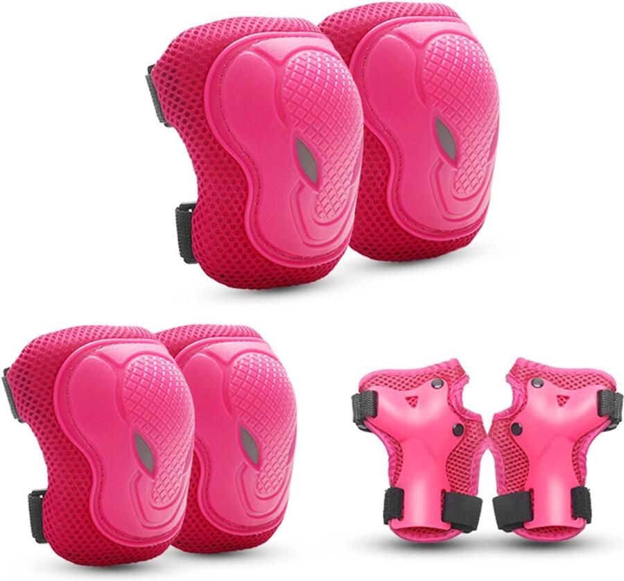 Kniebeschermers voor kinderen knie- en elleboogbeschermers voor kinderen set kniebeschermers inline skates voor kinderen beschermers voor skateboarden fietsen roze (elleboog kniebeschermers pols)