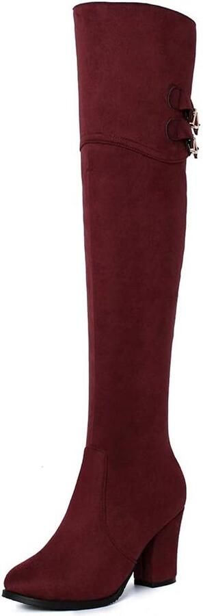 Kniehoge Dames Laarzen met Blokhak en Ronde Neus