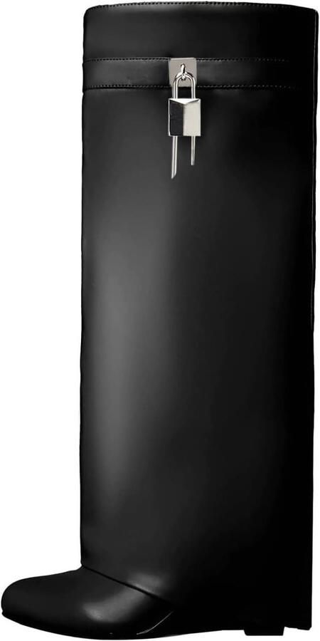 Kniehoge Laarzen met Brede Schacht en Sleehak voor Dames