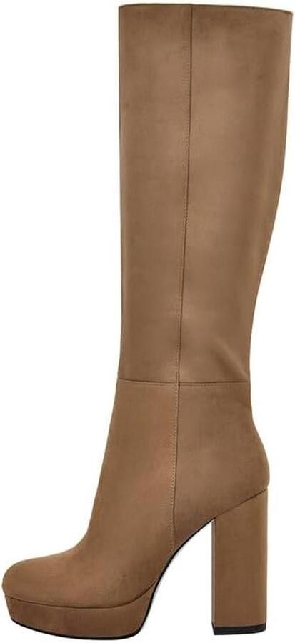 Kniehoge Plateau Laarzen met Brede Schacht en Blokhak voor Dames