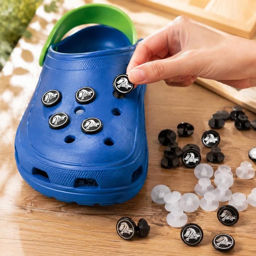 Knoppenset 36-delig vervangingsknoppen 16 mm zwart-wit DIY schoenaccessoires ideaal voor klompen en slippers SnelShoppen