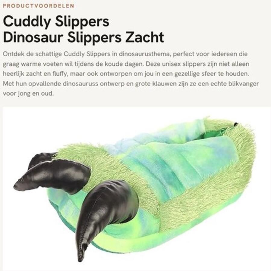 Knuffelpantoffels Dinosaurus Huisslippers Antislipzool Knuffelzachte Voering Instapper Synthetisch Bovenmateriaal Slippers