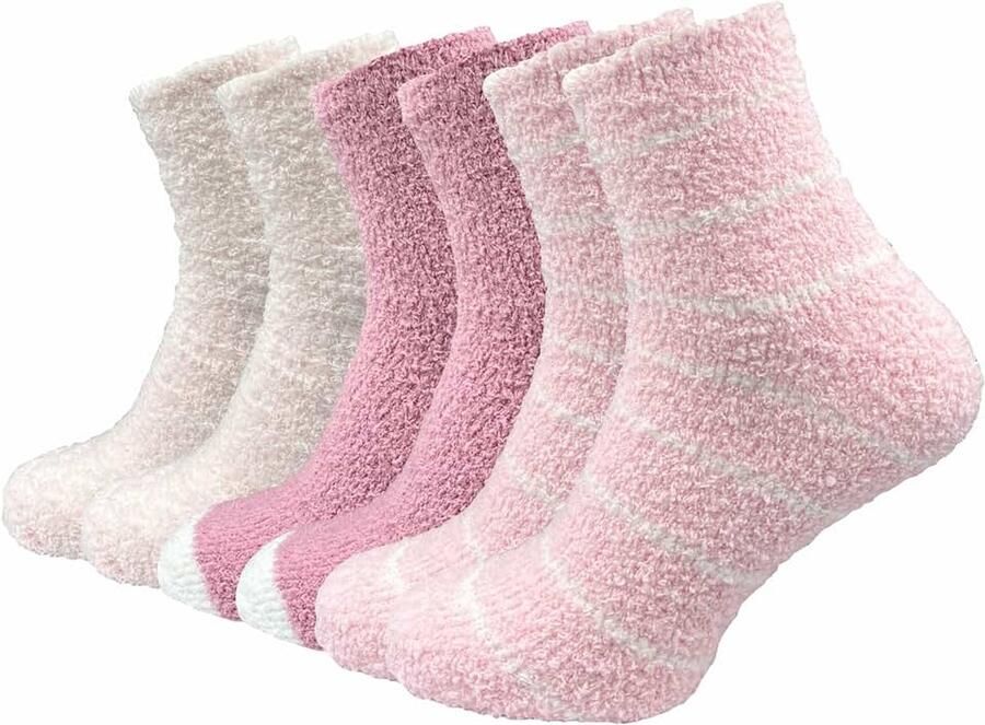 Knuffelsokken voor dames 6 paar zachte en pluizige huissokken wintersokken warme bedsokken slaapsokken pluche sokken
