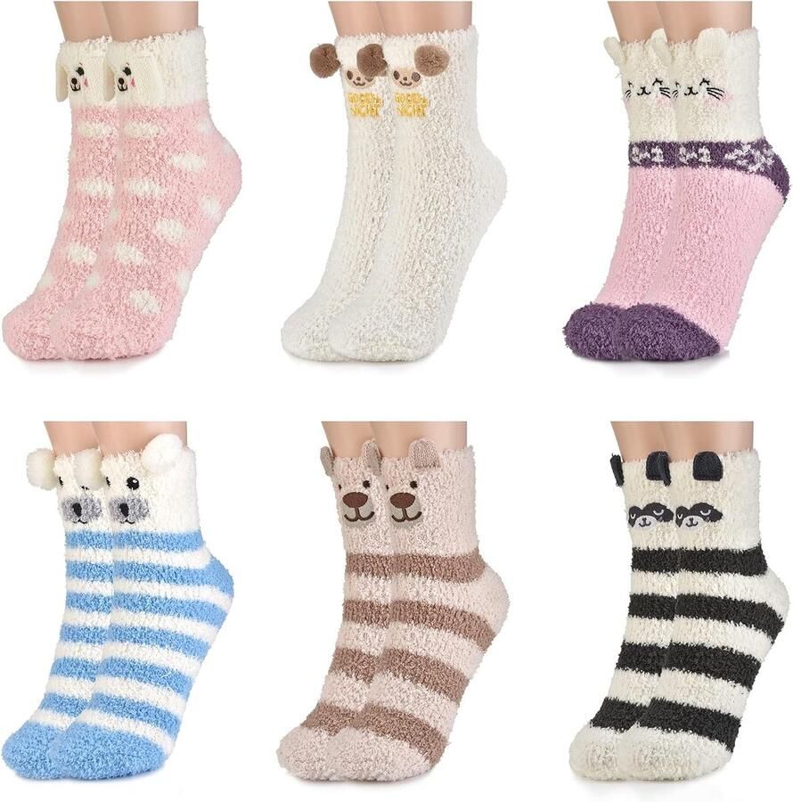 Knuffelsokken voor kerstsokken 6 paar wollig warme sokken wintersokken behaaglijke bedsokken huissokken thermosokken kerstcadeau voor