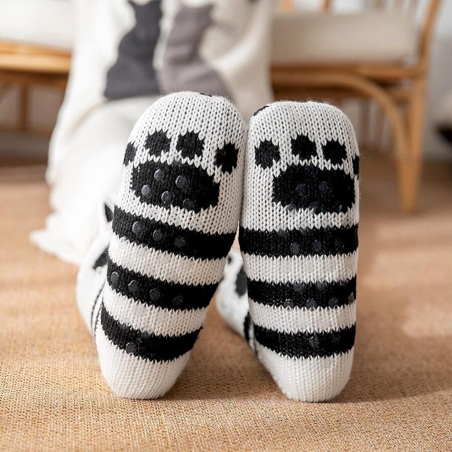 Pantoffels voor dames warme wintersokken thermische sokken met fleece gevoerde pluizige sokken antislip huisvloer bedsokken meisjes schattige dierencartoonsokken kerstsokken