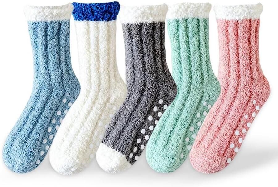 Knuffelsokken voor dames warme zachte wintersokken dikke zachte thermosokken huissokken beddensokken als kerstcadeau voor vrouwen 5 paar