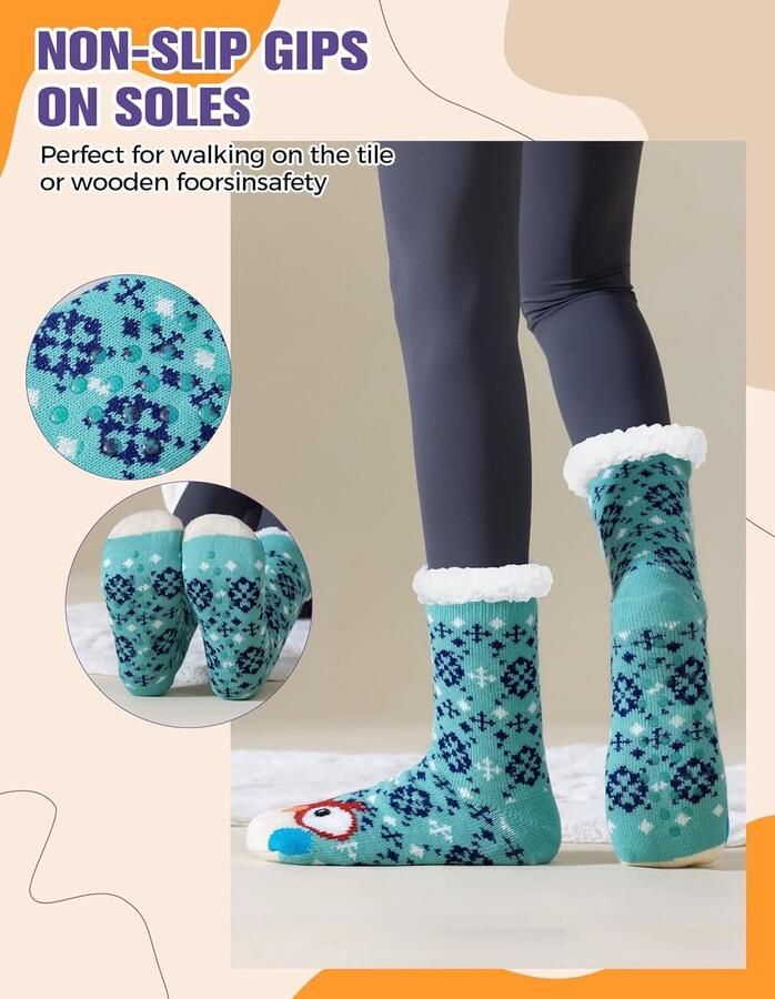 Knuffelsokken voor dames wintersokken wollige sokken anti-ruche sokken met noppen warme pluche bedsokken huissokken - Foto 2