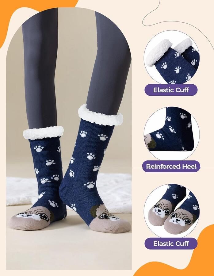 Knuffelsokken voor dames wintersokken wollige sokken anti-ruche sokken met noppen warme pluche bedsokken huissokken - Foto 2