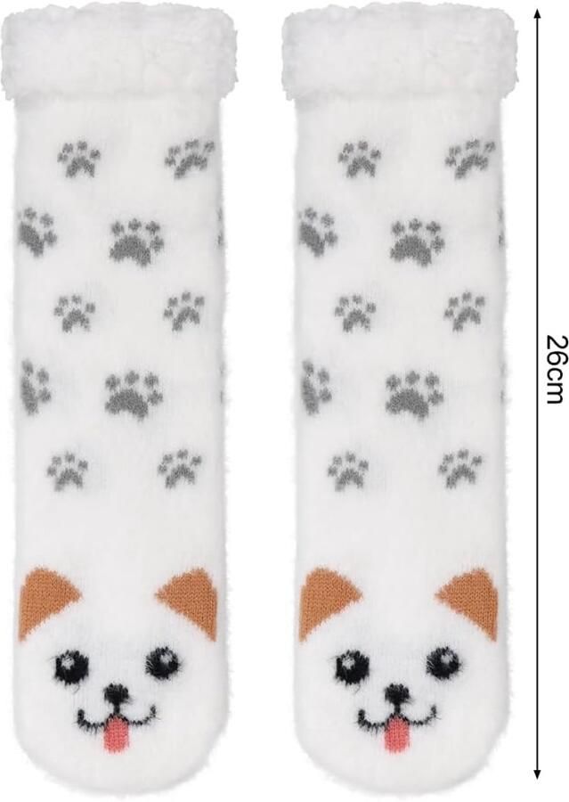 Knuffelsokken voor dames wollige sokken huissokken voor dames winter antislip dikke sokken schattige dieren warme stoppersokken vloersokken cadeaus voor vrouwen Kerstmis