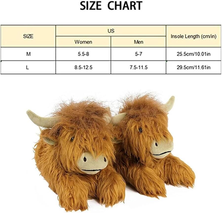 Koeienpantoffels Schotse koeienpantoffels schattige Schotse veeslippers warme dierenpantoffels comfortabele hoogland-veeslippers winterpantoffels voor en
