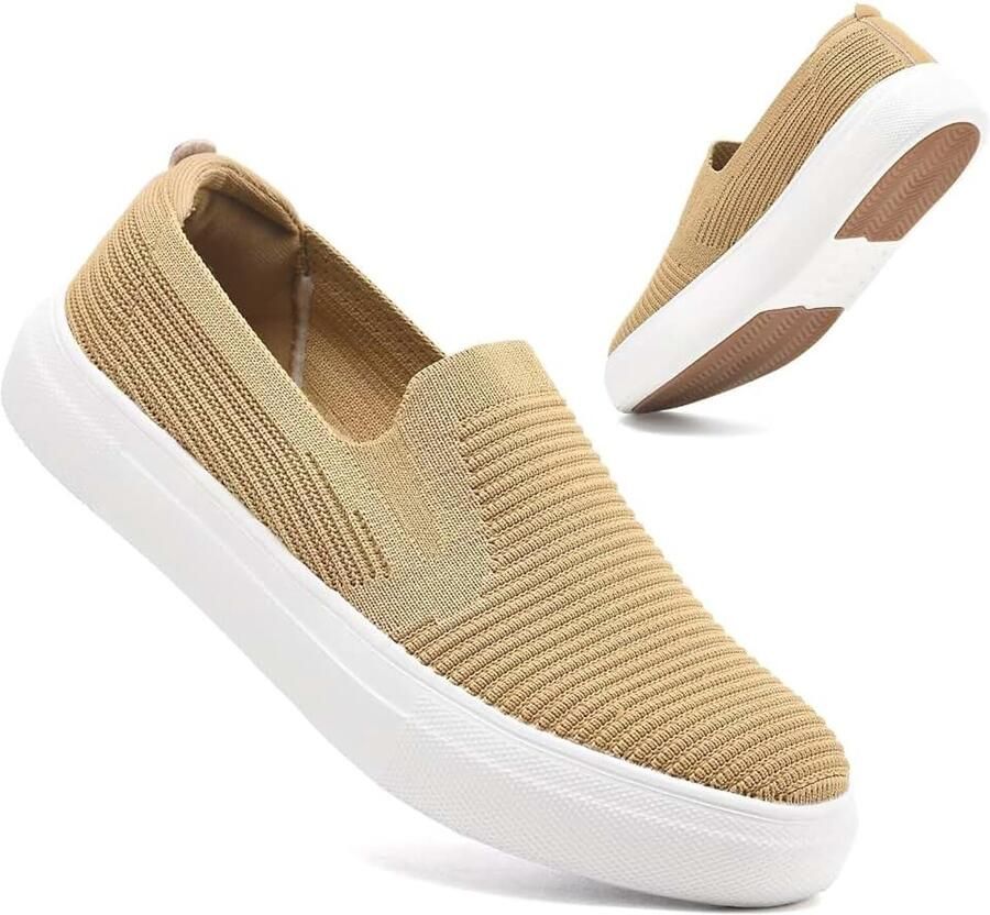 Konhill Dames Slip-on Sportschoenen Ademend & Lichtgewicht Geheugenschuimzool Voor Fitness Wandelen en Alledag