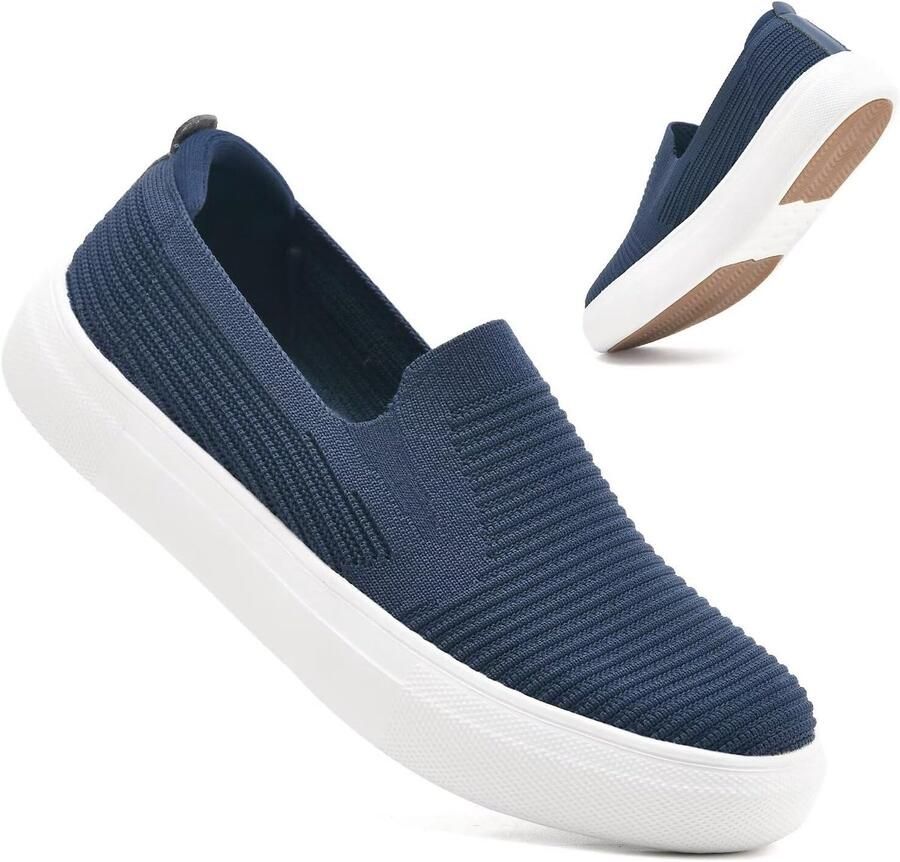 Konhill Dames Slip-on Sportschoenen Ademend & Lichtgewicht Geheugenschuimzool Voor Fitness Wandelen en Alledag