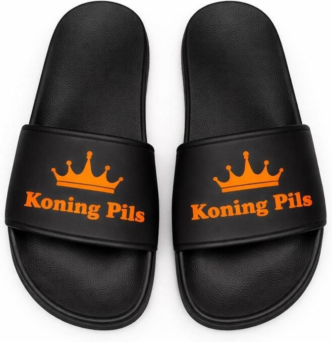 Koning Pils Slippers Zwart & Comfortabel Perfect voor Feest & Festival
