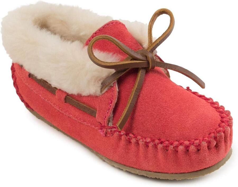 Korte mocassin laarzen meisjes zacht suède met rubberen zool